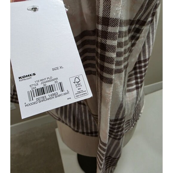 Plaid Hooded Shrunken Shirt Jacket XL By SO - Picture 3 of 5